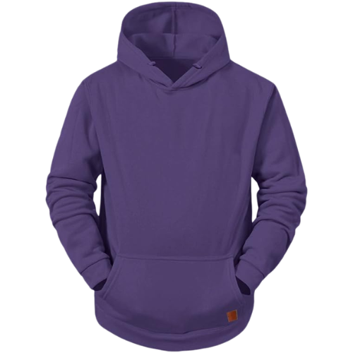 Boutique Bold - Classic Solid Purple Pullover Hoodie with Kangaroo Pocket