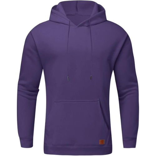 Boutique Bold - Classic Solid Purple Pullover Hoodie with Kangaroo Pocket