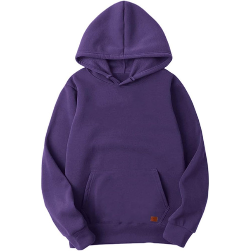 Boutique Bold - Classic Solid Purple Pullover Hoodie with Kangaroo Pocket