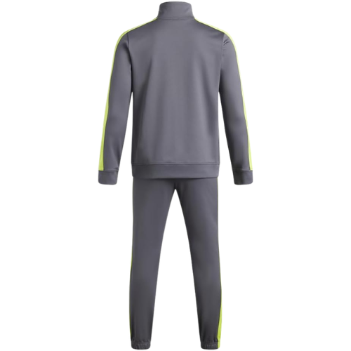 Boutique Bold - Charcoal Grey & Neon Yellow Side-Stripe Athletic Tracksuit Set