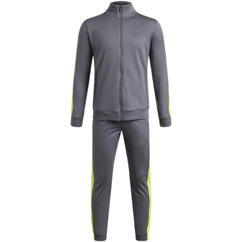 Boutique Bold - Charcoal Grey & Neon Yellow Side-Stripe Athletic Tracksuit Set